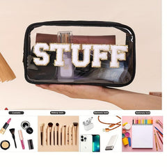 2pcs Chenille Letter Clear Makeup Bags Large Toiletry Storage Bag