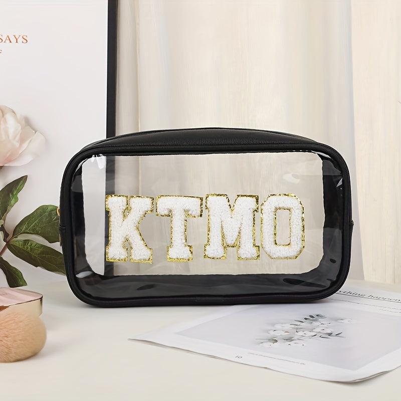 2pcs Chenille Letter Clear Makeup Bags Large Toiletry Storage Bag