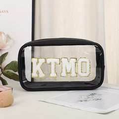 2pcs Chenille Letter Clear Makeup Bags Large Toiletry Storage Bag