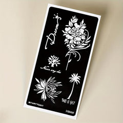 Floral Word Pattern Semi-permanent Tattoo Stencils