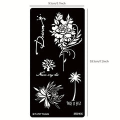 Floral Word Pattern Semi-permanent Tattoo Stencils