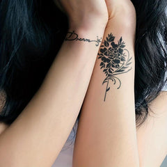 Floral Word Pattern Semi-permanent Tattoo Stencils