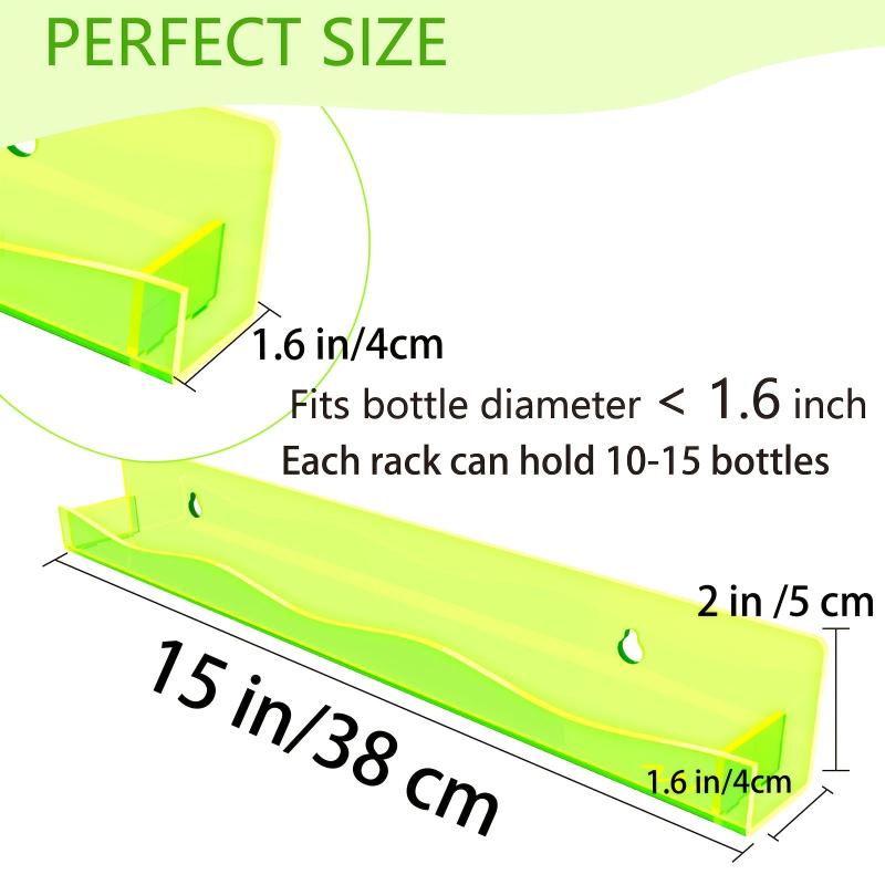 Fluorescent Green Nail Polish Rack - Wall Mounted Acrylic Shelf