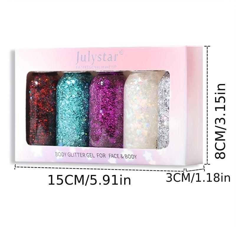 5 Pcs Glitter Liquid Eyeshadow Set Shimmering Sparkle Waterproof Long Lasting