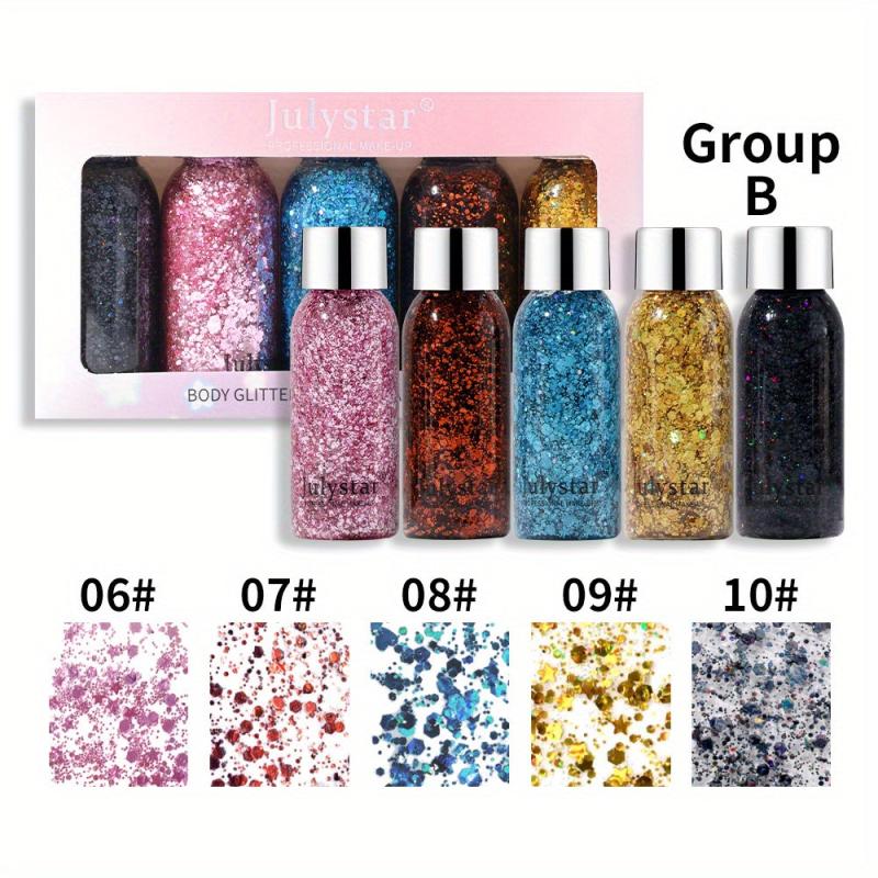 5 Pcs Glitter Liquid Eyeshadow Set Shimmering Sparkle Waterproof Long Lasting