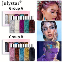 5 Pcs Glitter Liquid Eyeshadow Set Shimmering Sparkle Waterproof Long Lasting