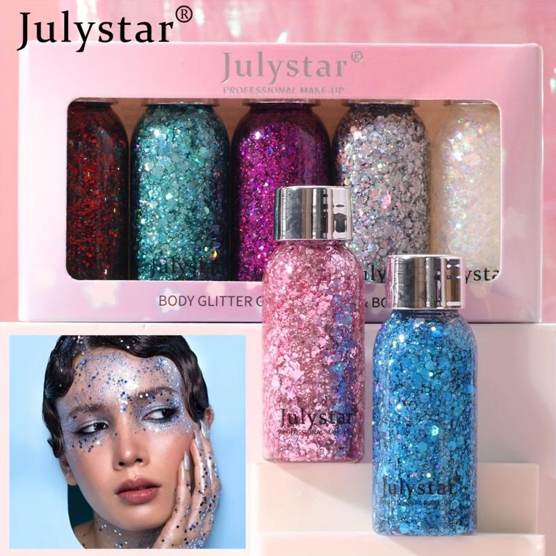 5 Pcs Glitter Liquid Eyeshadow Set Shimmering Sparkle Waterproof Long Lasting