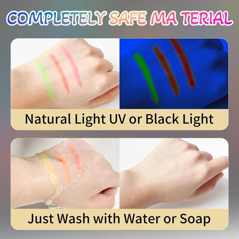12 Colors UV Blacklight Glow Face Paint Neon Makeup Kit