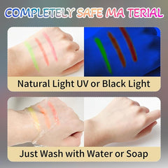 12 Colors UV Blacklight Glow Face Paint Neon Makeup Kit