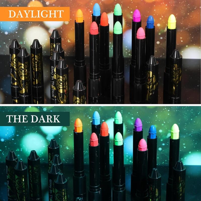 12 Colors UV Blacklight Glow Face Paint Neon Makeup Kit