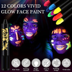 12 Colors UV Blacklight Glow Face Paint Neon Makeup Kit