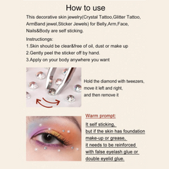 2 Sparkling Rhinestone Face Tattoo Stickers, Halloween Makeup and Face Jewels