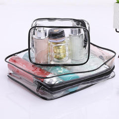3pcs Clear Makeup Bag Zipper Waterproof Travel Storage Pouch Cosmetic Toiletry