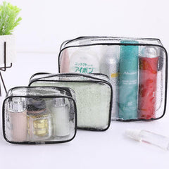 3pcs Clear Makeup Bag Zipper Waterproof Travel Storage Pouch Cosmetic Toiletry
