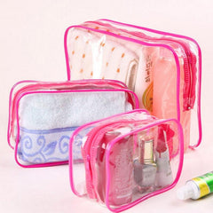 3pcs Clear Makeup Bag Zipper Waterproof Travel Storage Pouch Cosmetic Toiletry