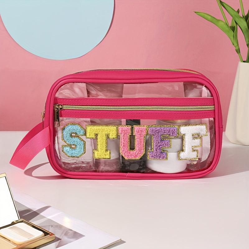 Clear Makeup Bag with Zipper Waterproof Portable Glitter Cosmetic Bag