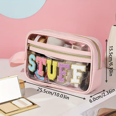 Clear Makeup Bag with Zipper Waterproof Portable Glitter Cosmetic Bag