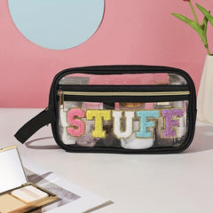 Clear Makeup Bag with Zipper Waterproof Portable Glitter Cosmetic Bag