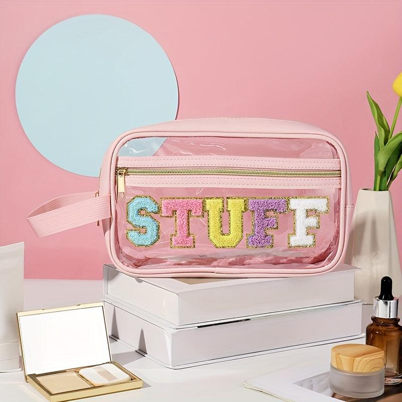 Clear Makeup Bag with Zipper Waterproof Portable Glitter Cosmetic Bag