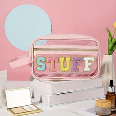 Clear Makeup Bag with Zipper Waterproof Portable Glitter Cosmetic Bag