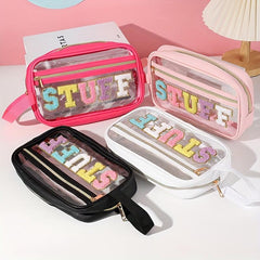 Clear Makeup Bag with Zipper Waterproof Portable Glitter Cosmetic Bag