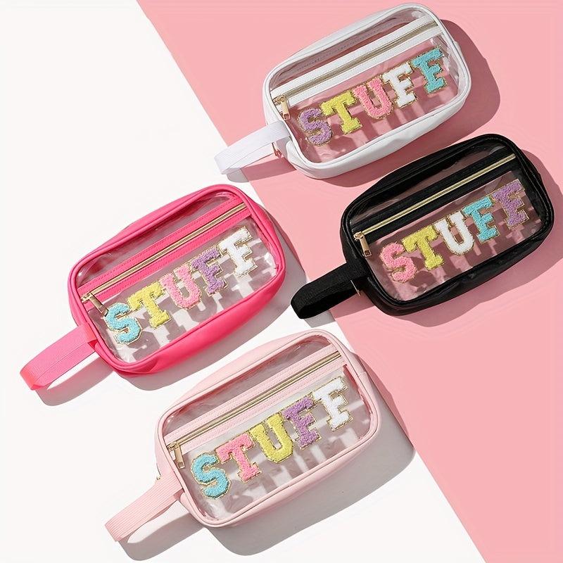 Clear Makeup Bag with Zipper Waterproof Portable Glitter Cosmetic Bag