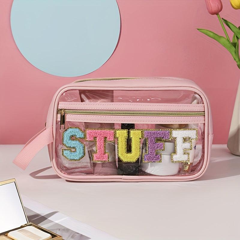 Clear Makeup Bag with Zipper Waterproof Portable Glitter Cosmetic Bag