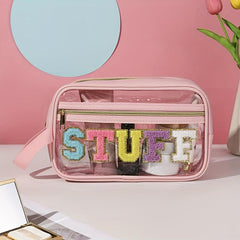 Clear Makeup Bag with Zipper Waterproof Portable Glitter Cosmetic Bag