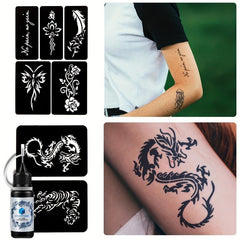 2 Sheets A4 Hollow Tattoo Stencil 1 Bottle Tattoo Dye Paste