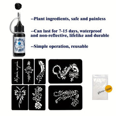 2 Sheets A4 Hollow Tattoo Stencil 1 Bottle Tattoo Dye Paste