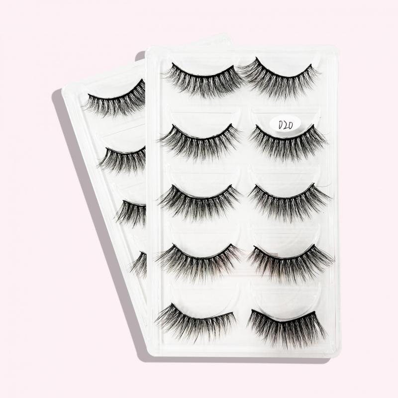 5 Pairs False Thick & Curling Double Eye Makeup for Daily Wear Women