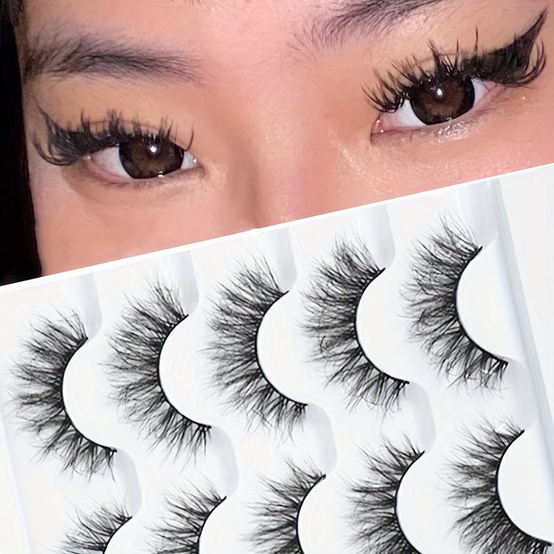 5 Pairs False Thick & Curling Double Eye Makeup for Daily Wear Women