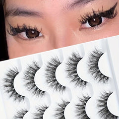 5 Pairs False Thick & Curling Double Eye Makeup for Daily Wear Women