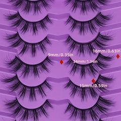 7 Pairs Faux Mink Strip False Eyelashes Fox Cat Eye Style 8D Dramatic Look