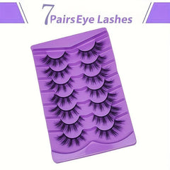 7 Pairs Faux Mink Strip False Eyelashes Fox Cat Eye Style 8D Dramatic Look
