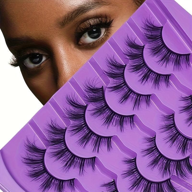 7 Pairs Faux Mink Strip False Eyelashes Fox Cat Eye Style 8D Dramatic Look