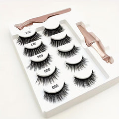 5 Pairs Magnetic False Eyelashes With Magnetic Eyeliner And Mascara Set