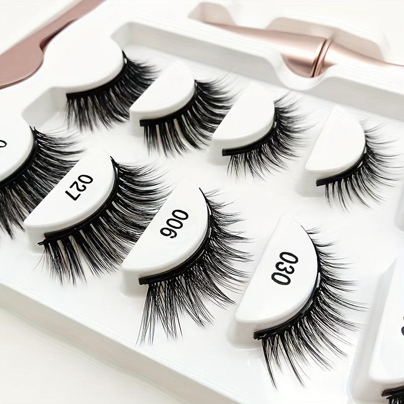 5 Pairs Magnetic False Eyelashes With Magnetic Eyeliner And Mascara Set