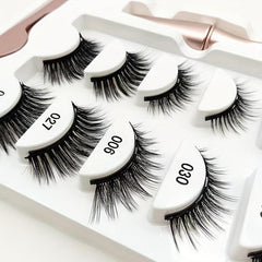 5 Pairs Magnetic False Eyelashes With Magnetic Eyeliner And Mascara Set