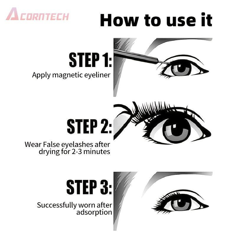 5 Pairs Magnetic False Eyelashes Set Liquid Eyeliner And Tweezers
