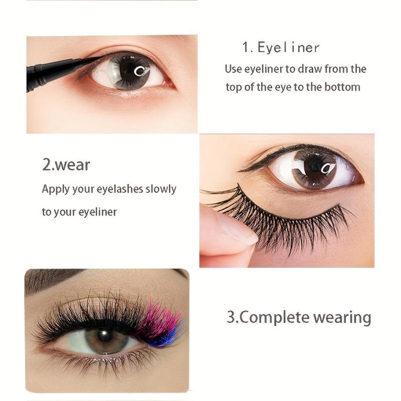 Faux Mink Eyelash Kit 6 Pairs Strip False Lashes with Eyeliner Pen