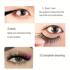 Faux Mink Eyelash Kit 6 Pairs Strip False Lashes with Eyeliner Pen