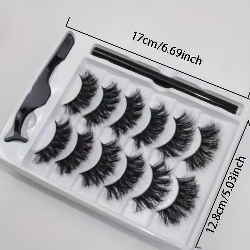 Faux Mink Eyelash Kit 6 Pairs Strip False Lashes with Eyeliner Pen