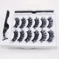 Faux Mink Eyelash Kit 6 Pairs Strip False Lashes with Eyeliner Pen