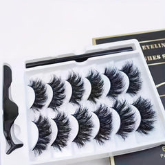 Faux Mink Eyelash Kit 6 Pairs Strip False Lashes with Eyeliner Pen