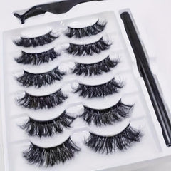 Faux Mink Eyelash Kit 6 Pairs Strip False Lashes with Eyeliner Pen