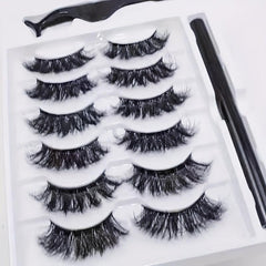 Faux Mink Eyelash Kit 6 Pairs Strip False Lashes with Eyeliner Pen