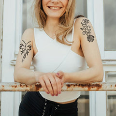 Tattoo Stencil Sheets + Dye Paste - Feather & Floral Pattern - Semi Permanent