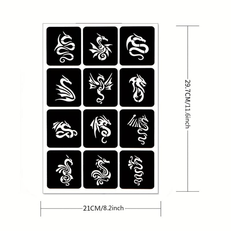 4 Sheets A4 Tattoo Stencil + Dye Paste Bundle