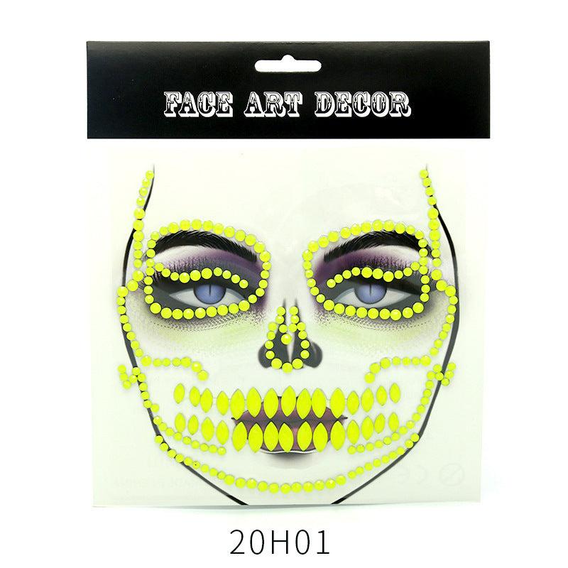 Halloween Face Gem Stickers Fluorescent DIY Party Cosplay Face Paint